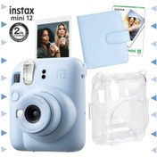 Resim Fujifilm Instax Mini 12 Fotoğraf Makinesi + 10'lu Film + Kare Albüm + Şeffaf Kılıf Seti Mavi 