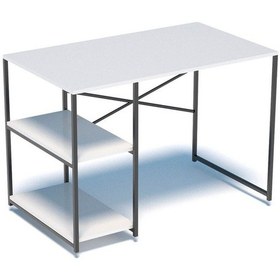 Resim Çalışma Masası Yandan Raflı Beyaz Ahşap 