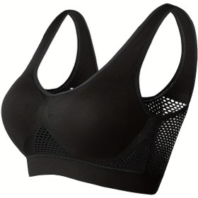 Resim 1 adet Esans Toplama - Yüksek Esneklikli Sutyen Çıkarılabilir Pedlerle, Nefes Alabilen File Tasarımı için &, Kablosuz & Rahat Uyum, Artı Boy Sutyen | Kablosuz Sutyen | Çıkarılabilir Pedler 