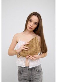 Resim Shule Bags Rome Handmade Hasır Clutch Çanta Vizon Vizon 