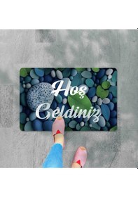 Resim Dijital Baskılı 3d Kapı Önü Paspas Hoşgeldiniz Yazılı Çiçek Desenıç Ve Dış Kapı Paspası Yıkanabilir Turuncu 