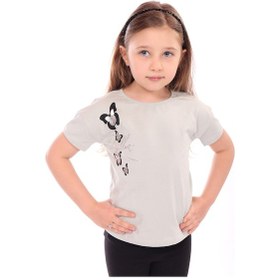 Resim Toontoy Kids Toontoy Kız Bebek Varaklı Kelebek Baskılı Tişört Yeşil 