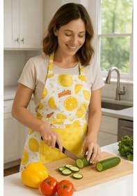 Resim Havlulu Mutfak Önlüğü Pratik Kullanım Önlük Sarı 