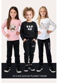 Resim Fyk Kids Kız Çocuk 3'lü Yuvarlak Yaka Sweat Dreams Baski Detayli Alt-üst Pijama Takimi Çok Renkli 