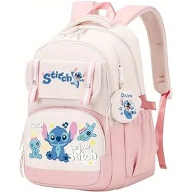 Resim Honeybeeshop Disney Stitch Pembe Sırt Çantası Büyük Kapasiteli Okul Çantası Laptop Bölmeli Diğer 