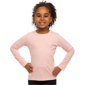 Resim Lovetti Açık Pembe Melanj Kız Çocuk Düz Basıc Likralı Uzun Kol Tişört Pembe Melanj 