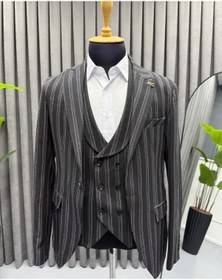 Resim Avni Ceylan Erkek Çizgili Yelekli Tek Düğme Blazer Ceket 
