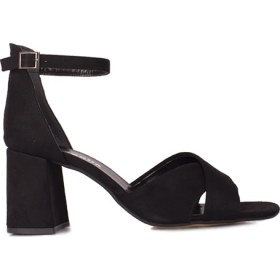 Resim Loggalin 111171 008 Kadın Siyah Süet Topuklu Sandalet 