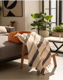 Resim Doğal Pamuk , Yumuşak , Çok Amaçlı Örtü , Koltuk Örtüsü , Battal Boy Pike 240 X 260 Cm - 5 - Lacivert Çapraz Lacivert 