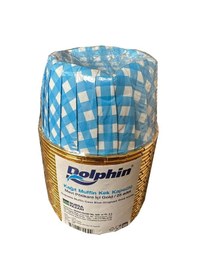 Resim Dolphin Muffin Kağıt Karton Altın Mavi Desenli Cupcake Kek Kalıbı Kapsülü Kabı - 25 Adetlik 10 Paket 
