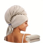 Resim 1 adet Süper Emici Mikrofiber Saç Havlu Sarımı - Hızlı Kuruyan Banyo Şapkası, Modern Tasarım, Düz Desen, Örgü Kumaş, 300gsm, Yassı Şekil, Polyester 