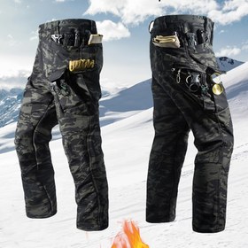 Resim Erkekler için Çoklu Cep Detaylı, Rüzgar Geçirmez, Sıcak, Dayanıklı ve Yırtılmaya Dayanıklı, Yürüyüş, Kamp, Kış Sporları, Günlük Giyim, Yürüyüş Pantolonu, Kış Dış Mekan Ekipmanı, Fonksiyonel Tasarım, Rüzgar Geçirmez Kumaş ile Kapitone Kamo Pantolon 