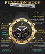 Resim Yingfu Sanda 3106 Erkek Doğa Sporları Elektronik Saat Çift Dijital Ekran Aydınlık Darbe Dayanıklı Tam Siyah Çok Renkli Çok Renkli 