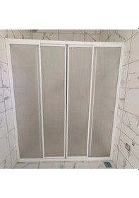 Resim Nokta Duşakabin Teknesiz Duşakabin Plastik Camlı 2 Sabit 2 Sürgülü Şeffaf 