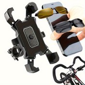 Resim Bisiklet ve motosiklet için ayarlanabilir akıllı telefon tutucu - Kolay kurulum, dayanıklı ABS malzeme, 360° döndürme, güvenli tutuş, çeşitli telefon boyutlarına uygun, bisiklet aksesuarı | Şık siyah montaj | Dayanıklı montaj, bisiklet aksesuarları 