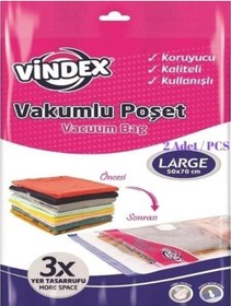 Resim Vindex Vakumlu Poşet L 2'li 50 70 Cm Şeffaf 