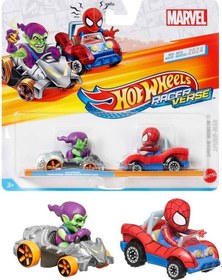 Resim Hot Wheels Racerverse İkili Arabalar Green Goblın & Spıder-ma 