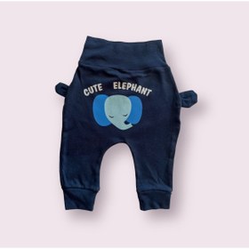 Resim babyraise %100 Pamuk Bebek Tek Alt Fil Desenli Bebek Pijama Altı 