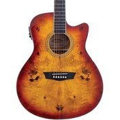 Resim Washburn Deep Forest Burl Ace Amber Fade Elektro Akustik Gitar 