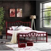 Resim Argimo Orkide Çift Kişilik Ferforje Metal Karyola Bordo 120 x 200 