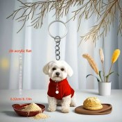 Resim Moresun Kırmızı Kazaklı Sevimli Beyaz Köpek 