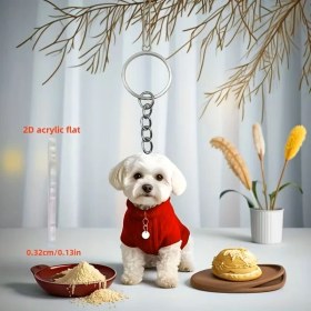 Resim Moresun Kırmızı Kazaklı Sevimli Beyaz Köpek 