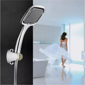 Resim On2 Siyah Kare Lüx Duş Seti Hortum Mafsal ve Banyo Duş Seti 