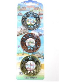 Resim İstanbul Temalı Metal Magnet 3'lü Set Model 1 Çok Renkli 