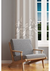 Resim Beyaz Çiçekler Desenli Süet Oturma Odası Salon Fon Perde Baskılı Ekstrafor Büzgü Tek Kanat Prd-1052 Çok Renkli 