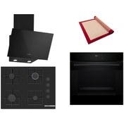 Resim Bosch Siyah 3 lü Ankastre Set (HJG852YB0T-POP7C6P30O-DWK63PJ60T) 3D Fry - Pişirme Matı ile 