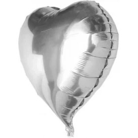 Resim Gümüş Rengi Kalp Folyo Balon 60 Cm. 
