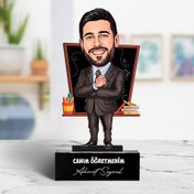 Resim Siyah Takım Elbiseli Öğretmen Karikatürlü Biblo 