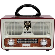 Resim E TicaShop Nostalji Radyo Yeni Nesil Vlike M-u111bt Bluetooth+fm Radyo+usb+sd Kart Gümüş 