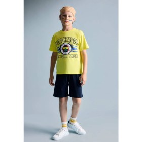 Resim DeFacto Fenerbahçe Kısa Kollu Pijama Üst Şort Pijama Alt 2'li Pijama Takımı Erkek Çocuk H7338A826HS 