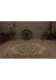 Resim Krem Modern Vintage Eskitme Halı 153x263 