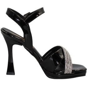 Resim Celira Siyah Rugan Taşlı Klasik Topuk Kadın Ayakkabı Siyah 