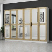 Resim Minar Kale 6 Kapaklı Aynalı 2Ç Dolap - Pera Ceviz 