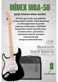 Resim Midex Rph-31wb-50amp Solak Elektro Gitar 50w Amfili Full Set 