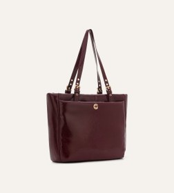 Resim Minore Kırışık Vişne Deri Gold Bebek Çantası 