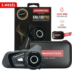 Resim Knmaster KN6100 PRO Motosiklet Kask Interkom Bluetooth Intercom Kulaklık Seti Karbon Siyah 