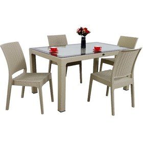 Resim Depootoptan Mandella Elit Rattan 90 x 150 CM 4 Kişilik Elit Sandalye Camlı Masa Ta (533390021) 