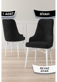 Resim Canisa Neta Serisi, 1.sınıf Babyface Kumaş Siyah Sandalye, Beyaz Gürgen Ayak Sandalye Siyah Ayaklar Beyaz 