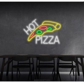 Resim Twins Led Hot Pizza Yazılı Ve Pizza Şekilli Neon Tabela Beyaz Model:model:25323366 Beyaz 