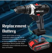 Resim Vkemall 21v 7500mah Akıllı Değiştirme Batarya - Araba Yıkama Makinesi, Gergedan, Matkap Ve Elektrikli Aletler İçin Siyah Metal+plastik Paket 