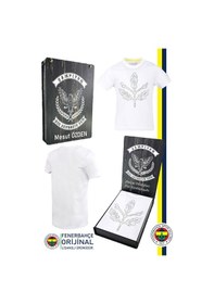 Resim Fenerium Fenerbahçe Lisanslı Palamut Logo Sıfır Yaka Çocuk T-shirt Kişiye Özel Ahşap Kutulu Beyaz 