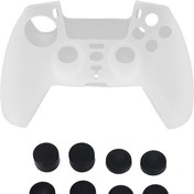 Resim KOSDFOGE Denetleyici Silikon Koruyucu Kapak, Playstation 5 için, PS5 için 8 Başparmak Saplı Kaymaz Silikon Kılıf(White) 