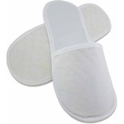 Resim 50 Çift Kaymaz Taban Biyeli Beyaz Tela Otel Terliği Tek Kullanımlık Kullan At Beyaz 