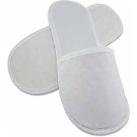 Resim 50 Çift Kaymaz Taban Biyeli Beyaz Tela Otel Terliği Tek Kullanımlık Kullan At Beyaz 