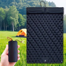 Resim 2 Kişilik Taşınabilir Hava Yatağı - Ayak Pompalı, Sağlam Kendinden Şişen Kamp Yatağı, Manuel Pompa Dahil, Kompakt Taşıma, Kamp, Doğa Yürüyüşü, Bahçe, Havuz Kenarı İçin Dış Mekan Uyku Pedi (Gerek Yok) 