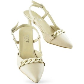 Resim 1026 Arkası Açık Kadın Topuklu Ayakkabı 5 Cm Abiye Düğün Nişan Kına Gecesi Bej 